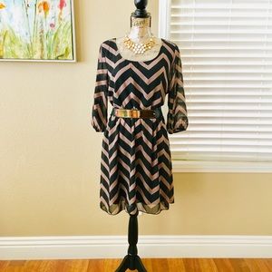 Espresso Chevron/herringbone pattern Classic dress